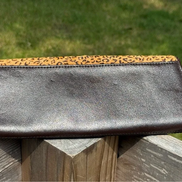 Vintage Valerie Steven’s Brown Leather & Leopard Calfhair Shoulder Clutch Bag - Picture 6 of 15